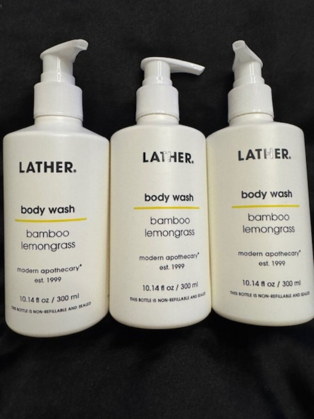 LATHER Bamboo Lemongrass Body Wash (Set of 3) Luxury Hotel Spa Brand–Full Size
